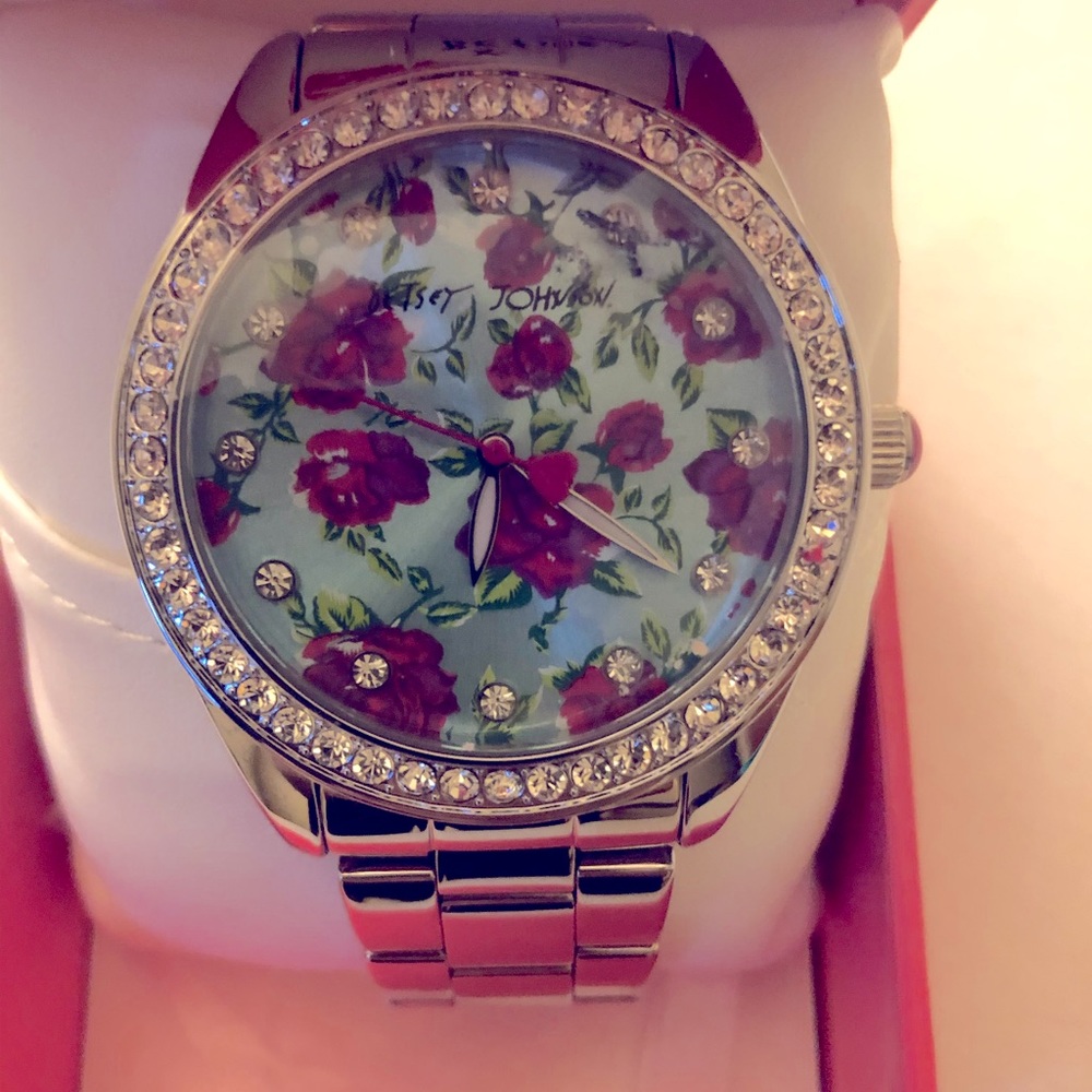 DONATING SOON‼️ Betsey Johnson Floral Rhinestone Watch